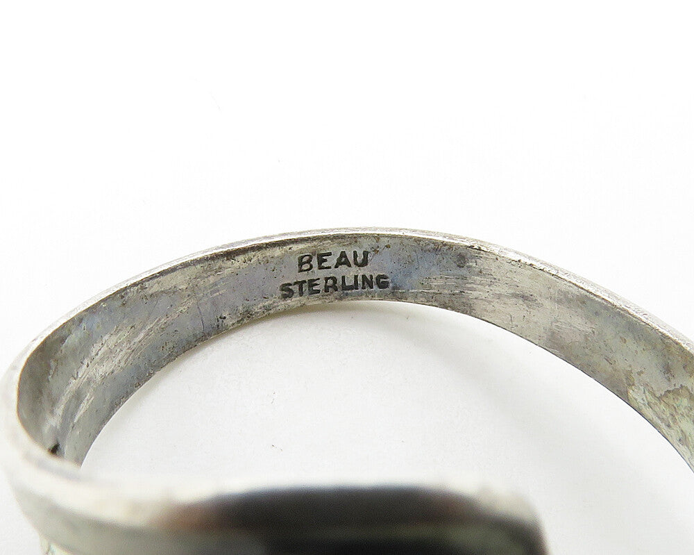 BEAU 925 Silver  Vintage Freshwater Pearl Bypass Band Ring Sz 10  RG19316