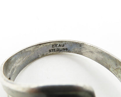 BEAU 925 Silver  Vintage Freshwater Pearl Bypass Band Ring Sz 10  RG19316