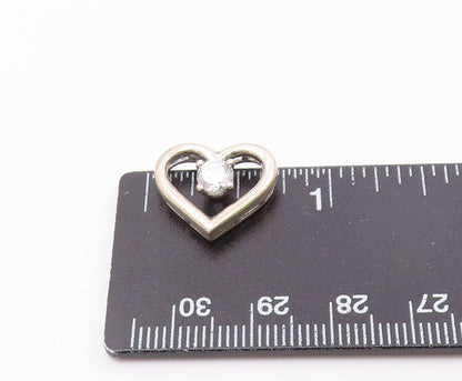 925 Sterling Silver  Vintage Cubic Zirconia Open Love Heart Pendant  PT17465