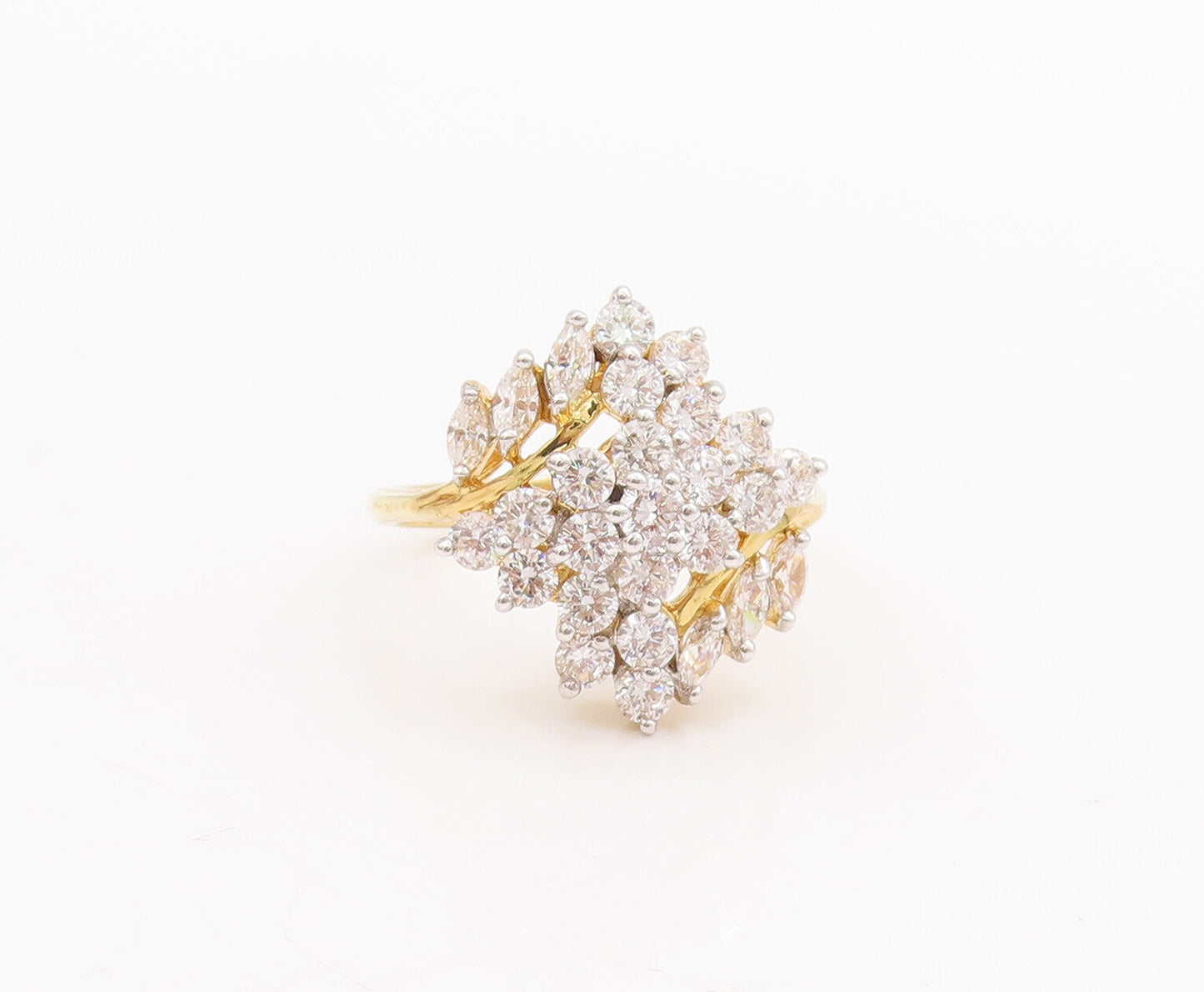 925 Sterling Silver Vintage Ring Gold Plated Marquise & Round CZ  Sz 10  RG28509
