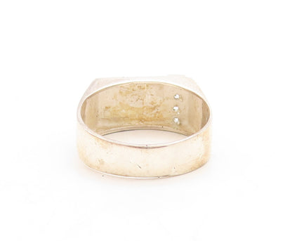 14k Gold 925 Sterling Silver Vintage Ring Solid Carved K CZ Inlay Sz 9.5 RG31520