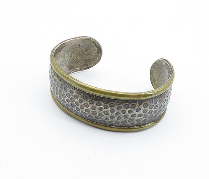 LATON MEXICO 925 Silver  Vintage Two Tone Raised Edge Cuff Bracelet  BT2696