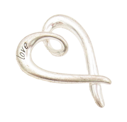 925 Sterling Silver  Vintage Minimalist Solid Swirled Heart Pendant  PT22385