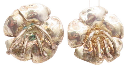 14k Gold & 925 Sterling Silver Vintage Earrings Modernist Floral Studs  EG13811