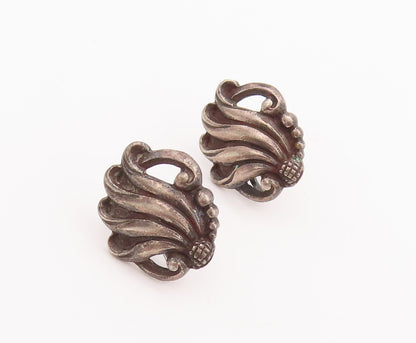 925 Sterling Silver Vintage Earrings VIKINGCRAFT Antique Swirly Carved  EG12985