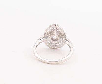 925 Sterling Silver Vintage Ring Drop Cut Halo CZ Bands  Sz 8  RG29538
