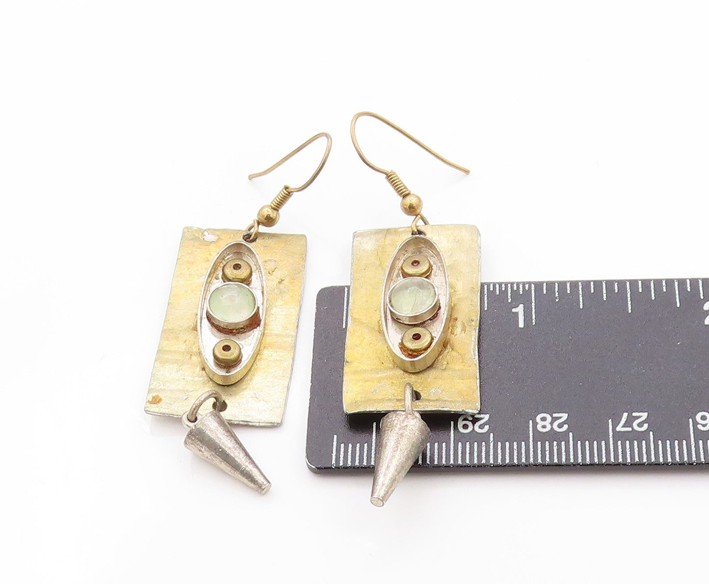 925 Sterling Silver Vintage Earrings Modernist Design Gemstone  EG13588