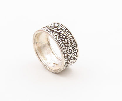 925 Sterling Silver Vintage Ring Ethnic Braided Basketweave Band  Sz 9  RG36648