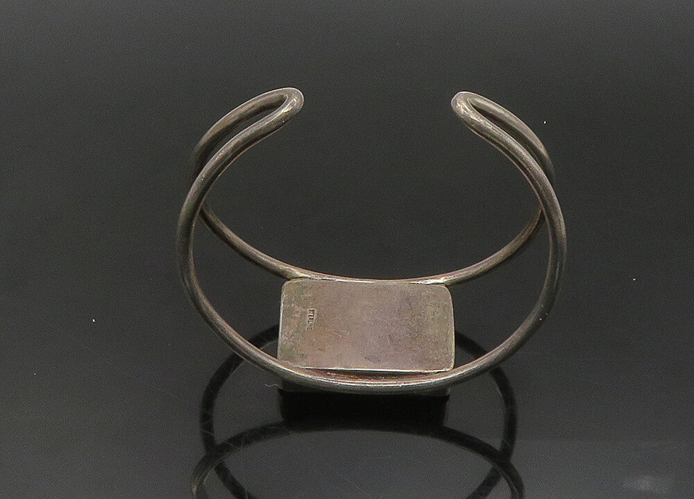 925 Sterling Silver  Vintage Carved Detail Dark Tone Cuff Bracelet  BT8967