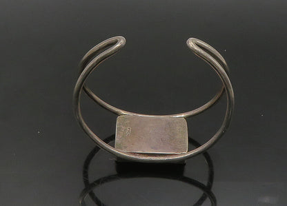 925 Sterling Silver  Vintage Carved Detail Dark Tone Cuff Bracelet  BT8967