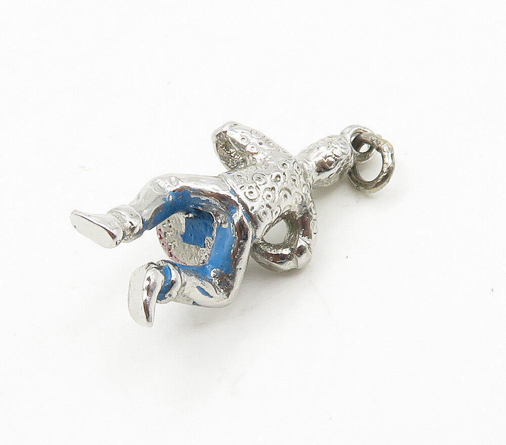 925 Sterling Silver  Vintage Petite Shiny Drummer Man Drop Pendant  PT12124