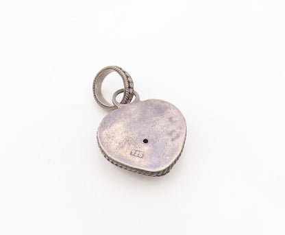 925 Sterling Silver  Vintage Dark Tone Love Heart Dome Twist Pendant  PT16305