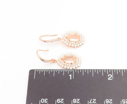 925 Sterling Silver Vintage Earrings Gold Plated Champagne CZ Dangle  EG14139