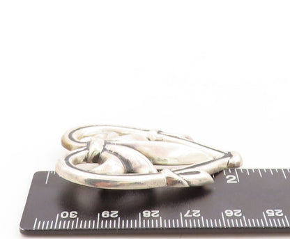 925 Sterling Silver Vintage Brooch Pin MMA Solid Cutout Floral Heart  BP11309