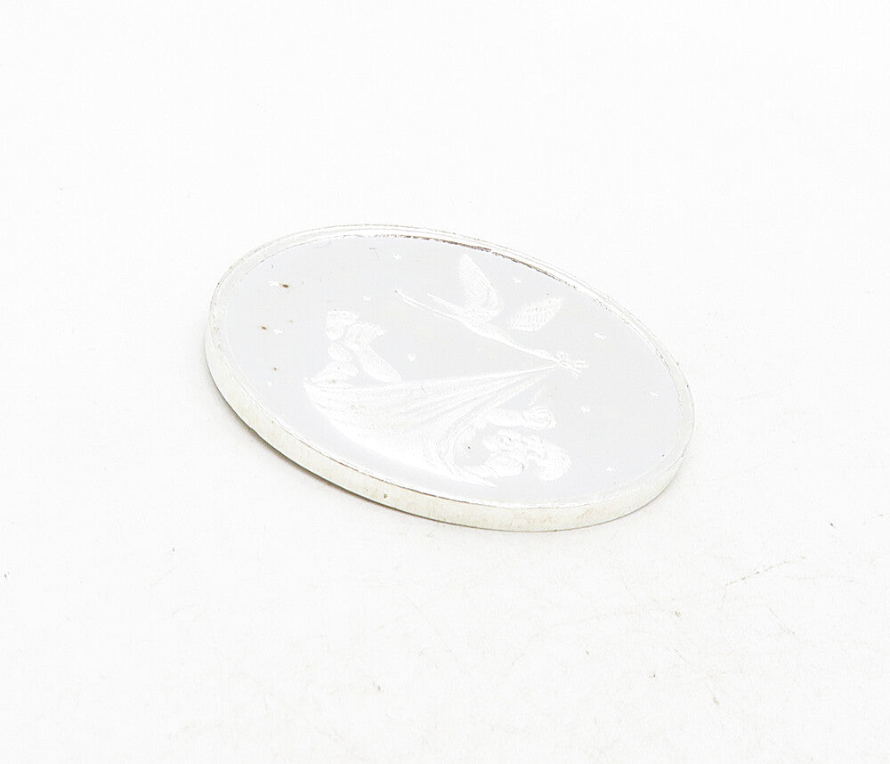 925 Sterling Silver  Vintage Shiny Welcome Baby Footprints Medallion  TR1496