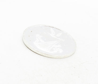 925 Sterling Silver  Vintage Shiny Welcome Baby Footprints Medallion  TR1496