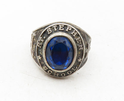 925 Sterling Silver  Vintage Topaz St. Stephens School 1958 Ring Sz 6  RG9518