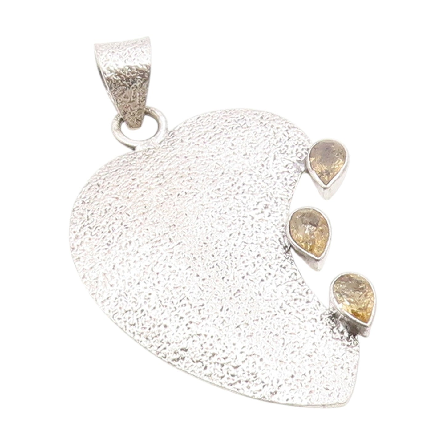 925 Sterling Silver Vintage Pendant Pear Cut Citrine Modern Love Heart  PT25720