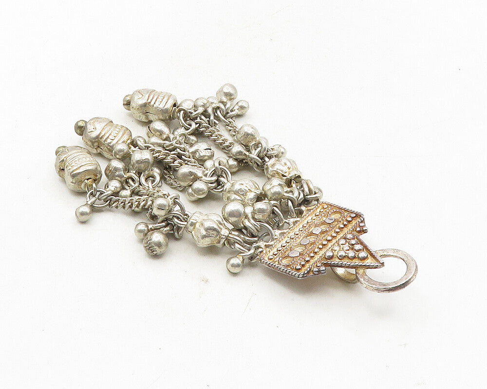 925 Sterling Silver  Vintage Twist Detail Beaded Chandelier Pendant  PT7904