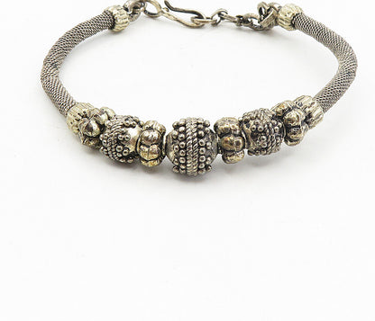 925 Sterling Silver  Vintage Antique Beaded Wire Twist Bangle Bracelet  BT3976