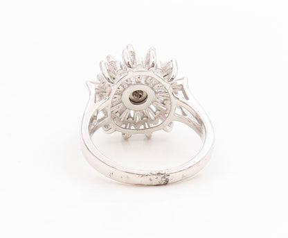 925 Sterling Silver Vintage Ring Elegant CZ Starburst Flower Spins Sz 7 RG35831