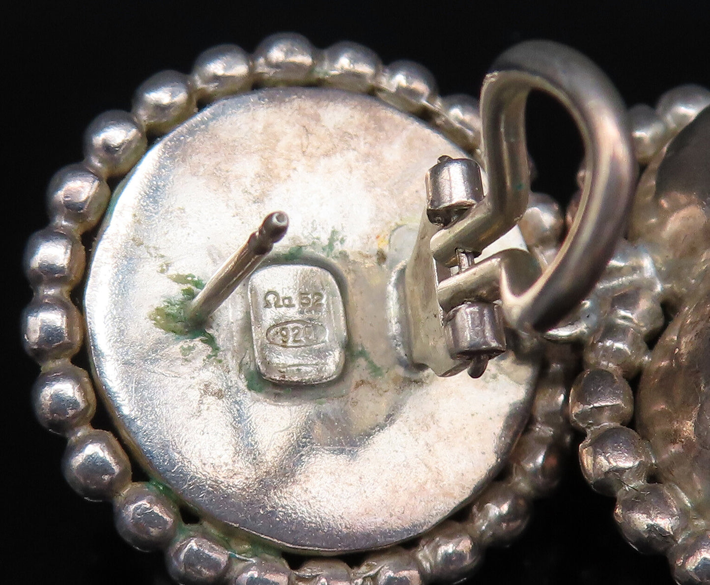 925 Sterling Silver  Vintage Hammered Bead Ball & Love Heart Earrings  EG12272