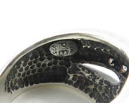 PE 925 Silver & 18K GOLD  Vintage Shiny Topaz Two Tone Band Ring Sz 8  RG19195