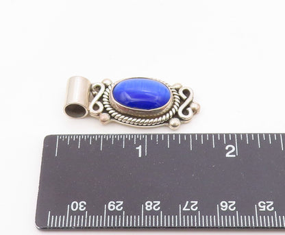 925 Silver  Vintage Twisted Rope & Swirl Edge Blue Cat's Eye Pendant  PT21564