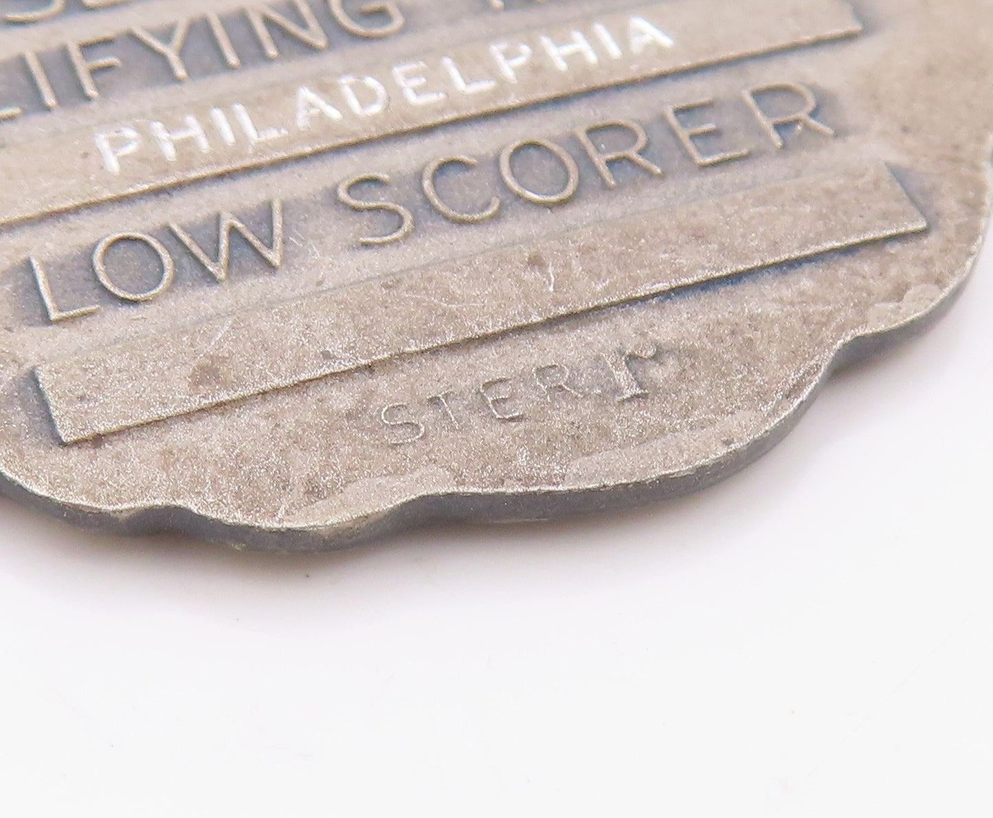 925 Sterling Silver Vintage Pendant 1894 US Golf Association Logo Carved PT24689