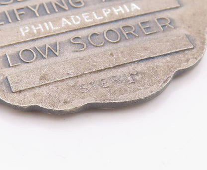 925 Sterling Silver Vintage Pendant 1894 US Golf Association Logo Carved PT24689
