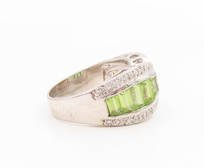 925 Sterling Silver Vintage Ring Citrine & Peridot Statement Band  Sz 8  RG36045