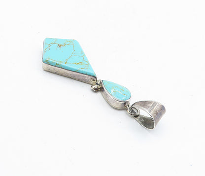 MOB MEXICO 925 Silver Vintage Multi Shape Linked Turquoise Pendant PT3392