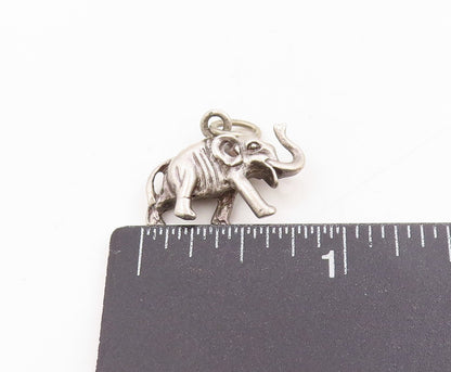 925 Sterling Silver Vintage Pendant Carved Good Luck Elephant Charm  PT25392