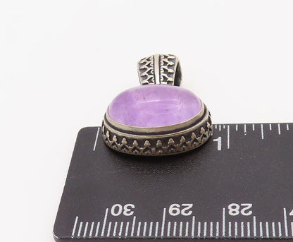 925 Sterling Silver Vintage Pendant CAROLYN POLLACK Oval Purple Gemstone PT23495