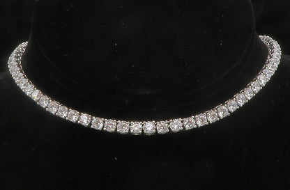 925 Sterling Silver  Sparkling Round Cut Cubic Zirconia Chain Necklace  NE2090