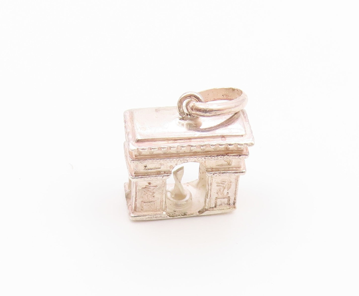 925 Sterling Silver  Vintage Shiny Petite Arch Monument Pendant  PT18730