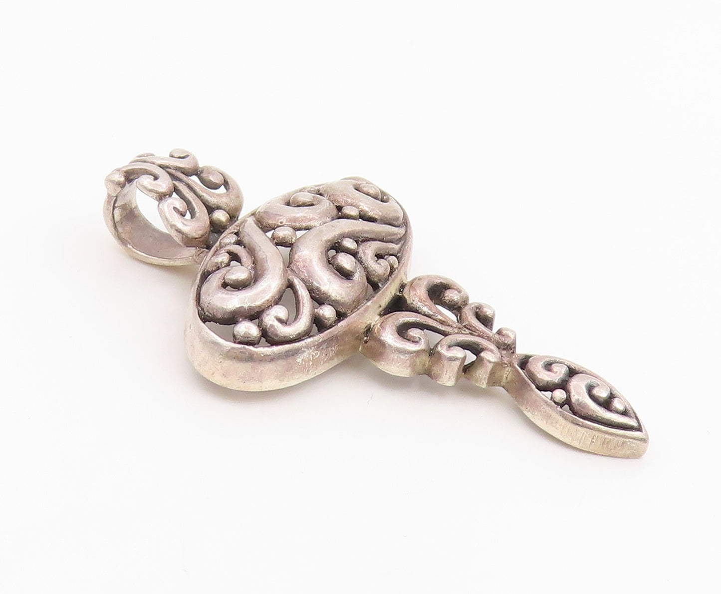 925 Sterling Silver Vintage Pendant Intricate Solid Scrollwork Locket  PT25964