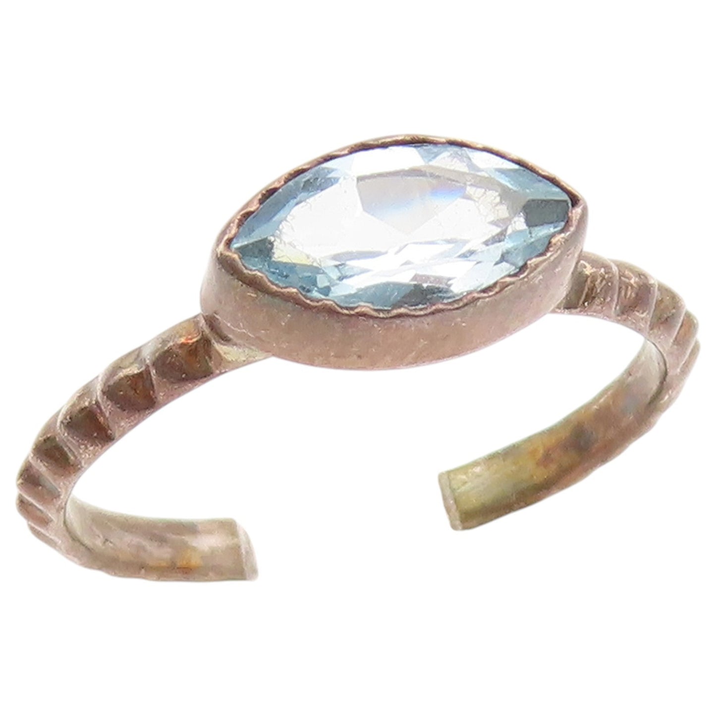 925 Sterling Silver Vintage Ring Minimalist Blue Aquamarine Band  Sz 9  RG36823