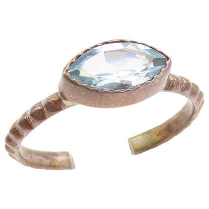 925 Sterling Silver Vintage Ring Minimalist Blue Aquamarine Band  Sz 9  RG36823