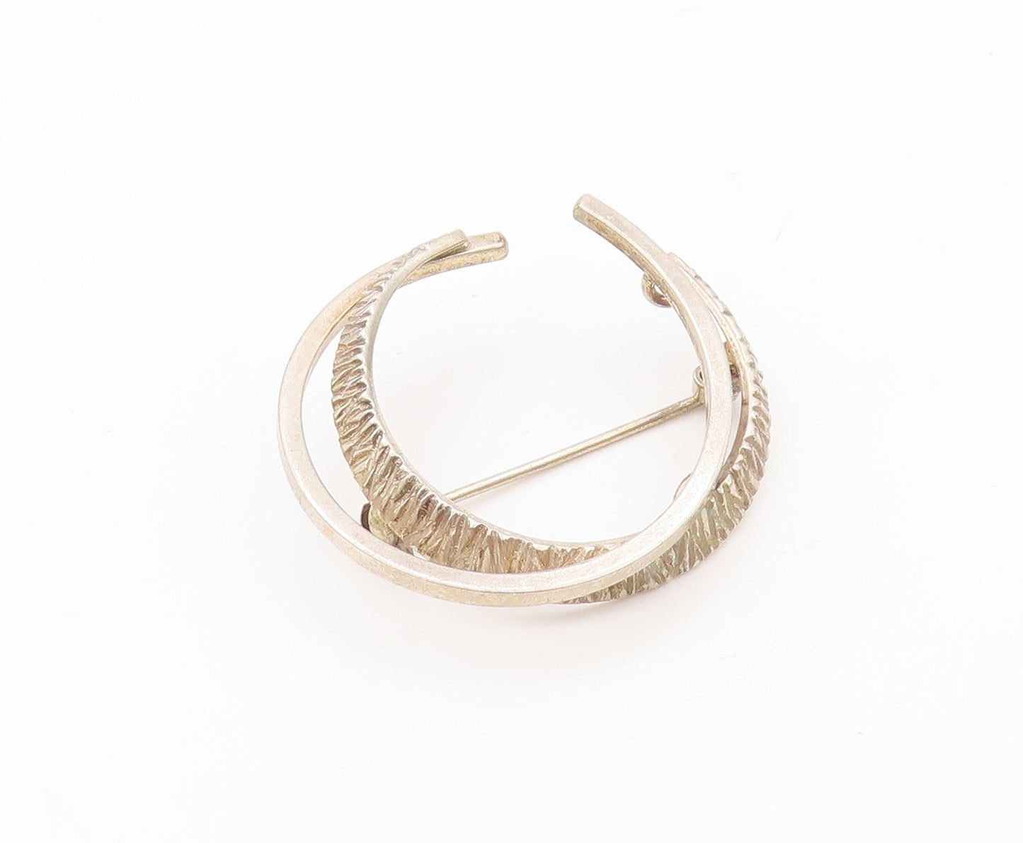 925 Sterling Silver Vintage Brooch Pin Designer Cutout C Shape   BP11186