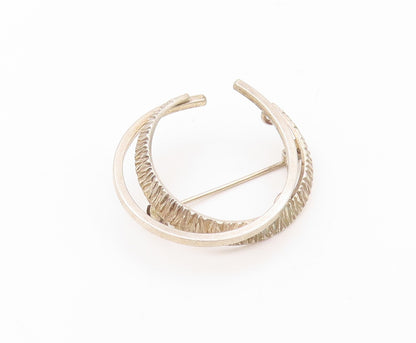 925 Sterling Silver Vintage Brooch Pin Designer Cutout C Shape   BP11186