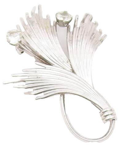 LORAN SIM 925 Sterling Silver  Vintage Shiny Topaz Floral Brooch Pin  BP9078