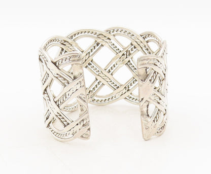 925 Sterling Silver Vintage Bracelet MEXICO Large Twisted Rope Woven  BT10258