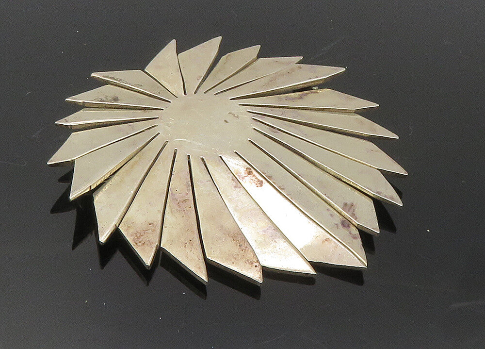 MEXICO 925 Sterling Silver  Vintage Shiny Smooth Floral Brooch Pin  BP3986