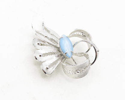 ALICE CAVINESS 925 Sterling Silver  Blue Agate Filigree Brooch Pin  BP3769