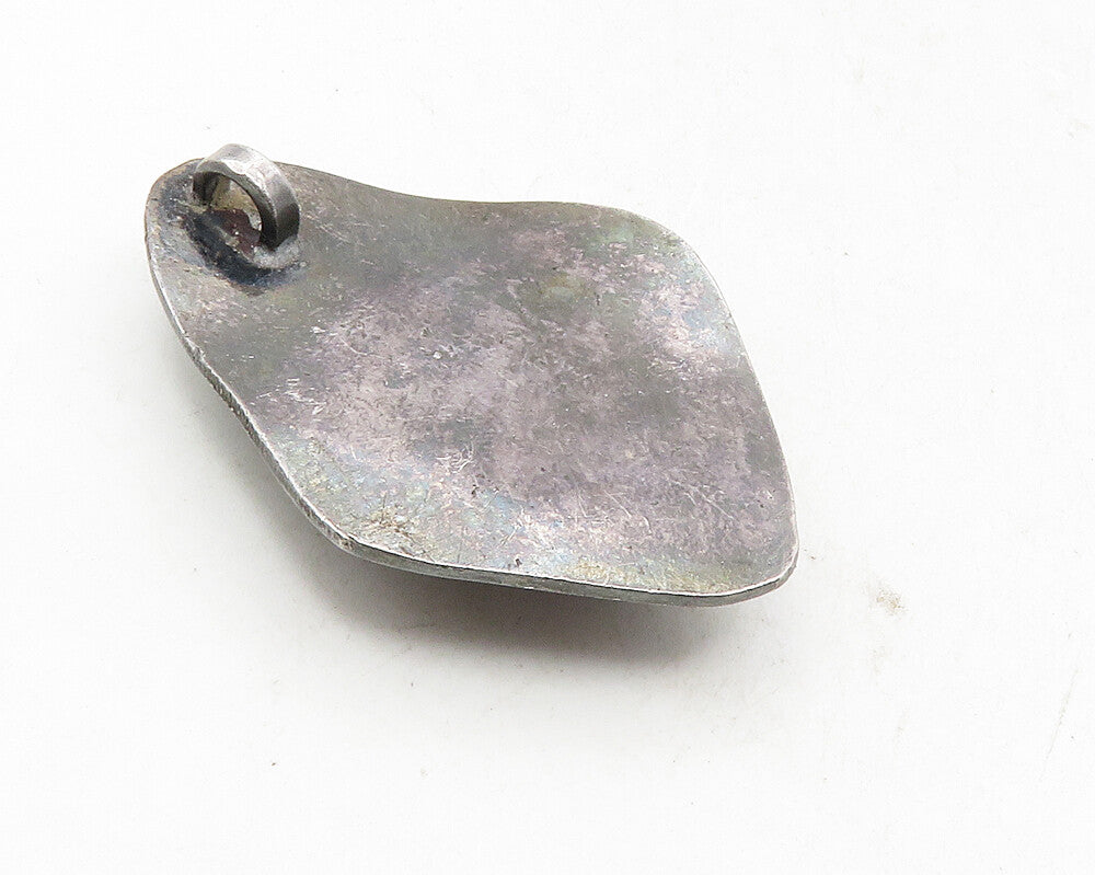 925 Sterling Silver  Vintage Dark Tone Sculpted Design Drop Pendant  PT7799