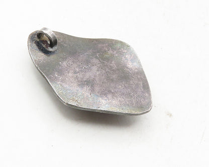 925 Sterling Silver  Vintage Dark Tone Sculpted Design Drop Pendant  PT7799