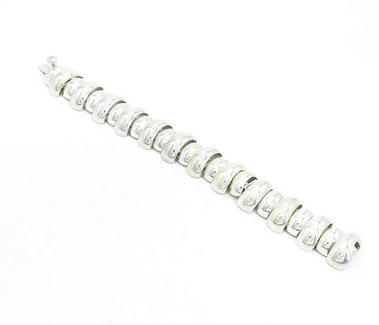 925 Sterling Silver  Vintage Shiny Polished Dome Link Chain Bracelet  BT1850