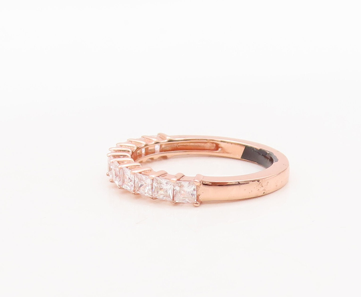 925 Sterling Silver Vintage Ring Rose Gold Plated Square Cut CZ   Sz 7  RG29472