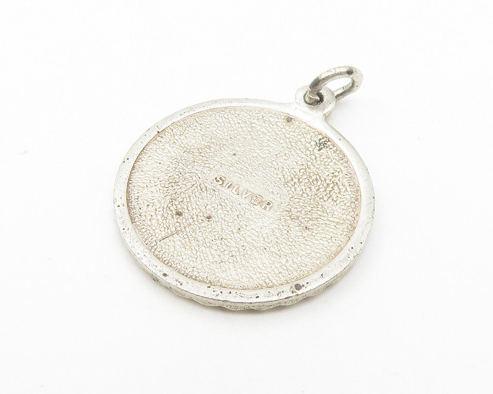 925 Sterling Silver  Vintage Saint Christopher Religious Drop Pendant  PT8734